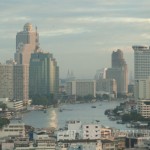 skyline of Bangkok with Chao Praya River