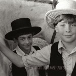 portrait of Amish brothers with horse