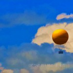 yellow balloon of happiness digital painting of yellow balloon floating across a beautiful sky