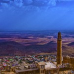 A minaret overlooks the plains of Syria