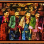 Myanmar puppets in Naive style Naive digital painting of Myanmar Puppets