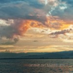 Inle Lake sunset with pink clouds