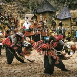 masked dance in a Dogon village high in the Bandiagara Escarpment