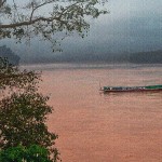 boat ferrying passengers on the Mekong near Luang Prabang