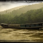 vintage photo of junk on Mekong River