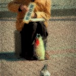 man playing accordion in Arbat Street Moscow