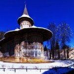 voronetz monastery covered in snow