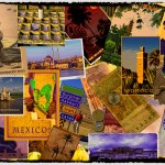 collage poster depicting world wide travels