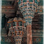 Detailed photo of column capitals at Bolo Hauz Mosque in Bokhara Uzbekistan