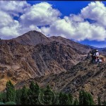 Lei Gompa or monastery rests atop a mountan above the city of Lei